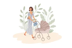 Women walking with babies in prams