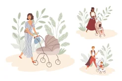 Women walking with babies in prams