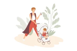 Women walking with babies in prams