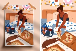 Women relax with laptop in bed set