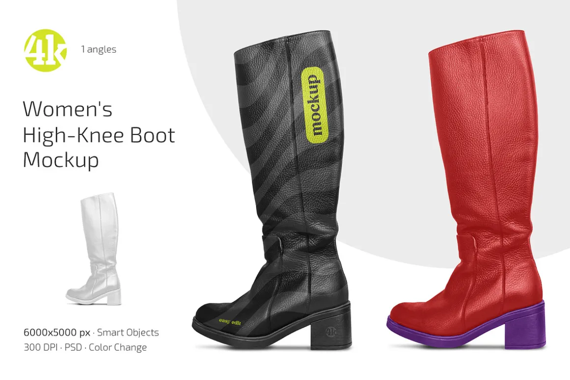 Women’s High-Knee Boot Mockup