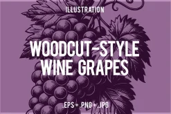 Woodcut-Style Wine Grapes