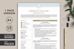 Word Resume Template & Cover Letter