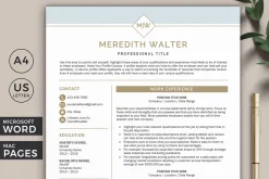 Word Resume Template & Cover Letter