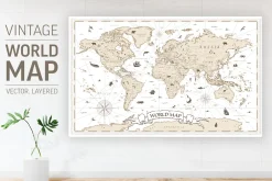 World Map. Vintage. Vector