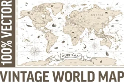 World Map. Vintage. Vector