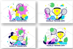 10 World Tennis Day Illustration