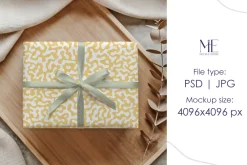 Wrapping Paper Gift Box Mockup PSD