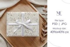 Wrapping Paper Gift Box Mockup PSD