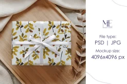 Wrapping Paper Gift Box Mockup PSD