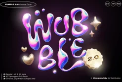 Wubble 2.0 3D Chrome Font Set