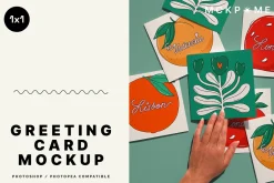 1x1 Many square postcards mockup
