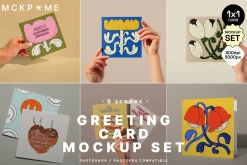 1x1 Square greeting cards mockup set