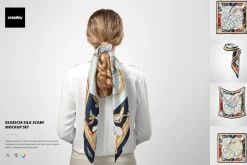 85x85cm Silk Scarf Mockup Set