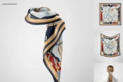 85x85cm Silk Scarf Mockup Set