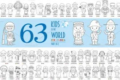 125x Kids of the World for Coloring