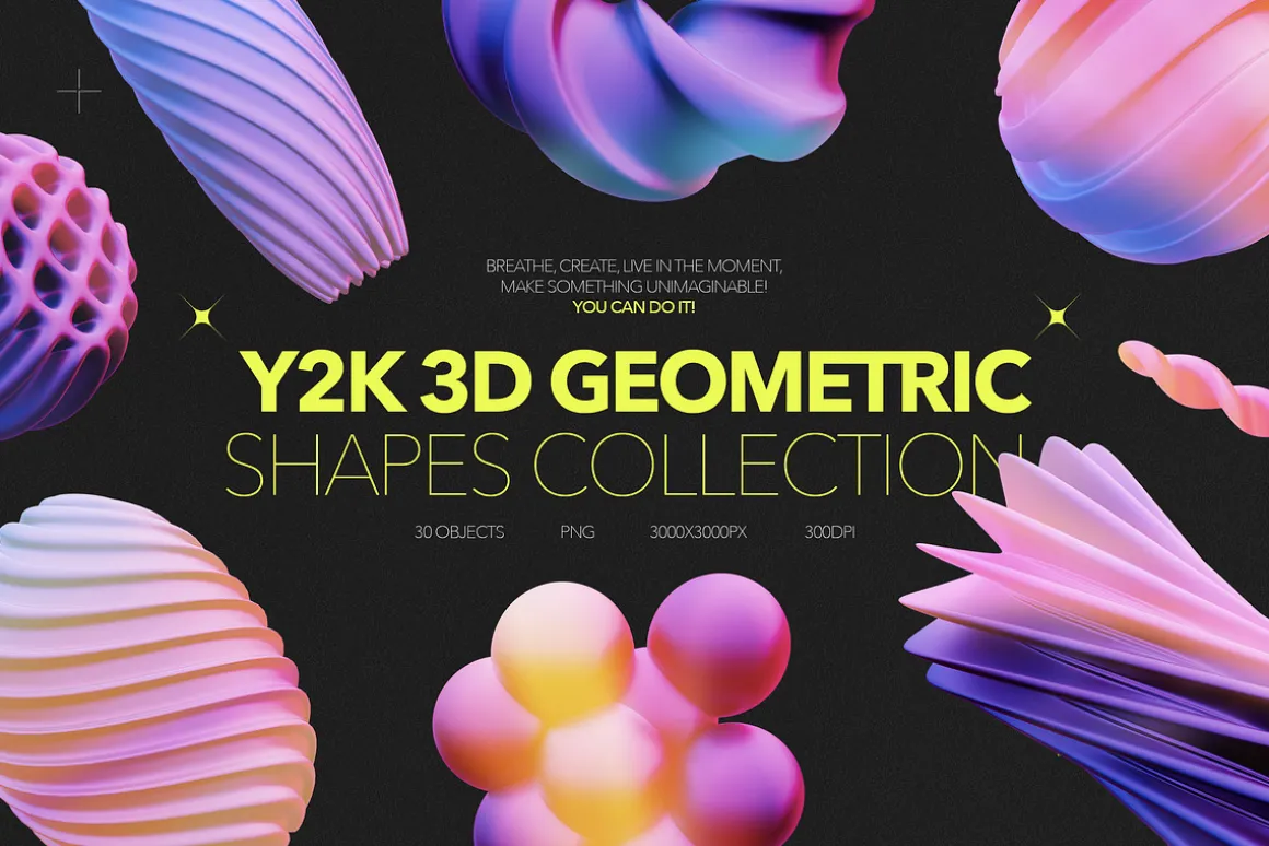 Y2K 3D Geometric Shapes Collection