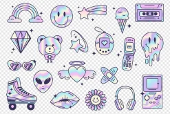 Y2K Holographic Stickers Illustratio