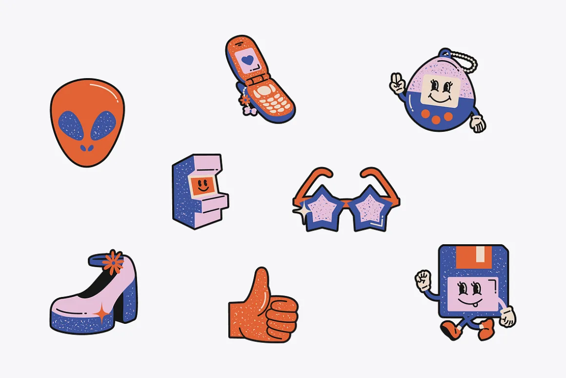 Y2K Stickers Illustration