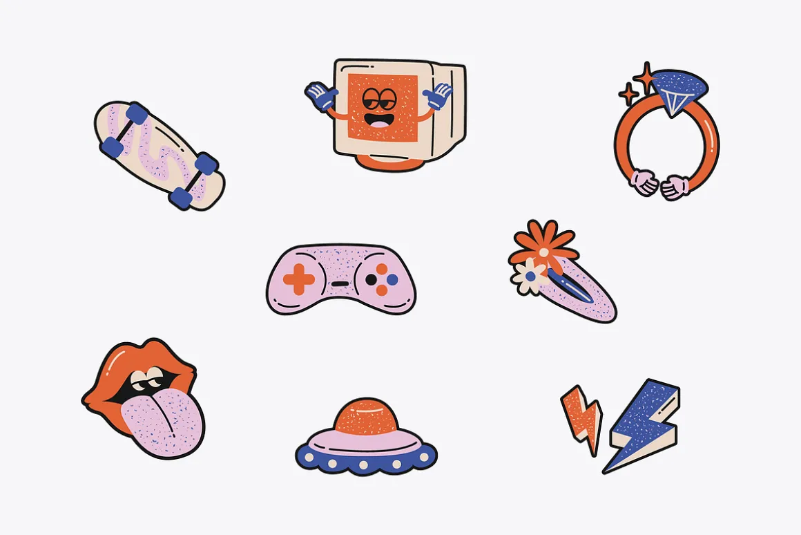 Y2K Stickers Illustration