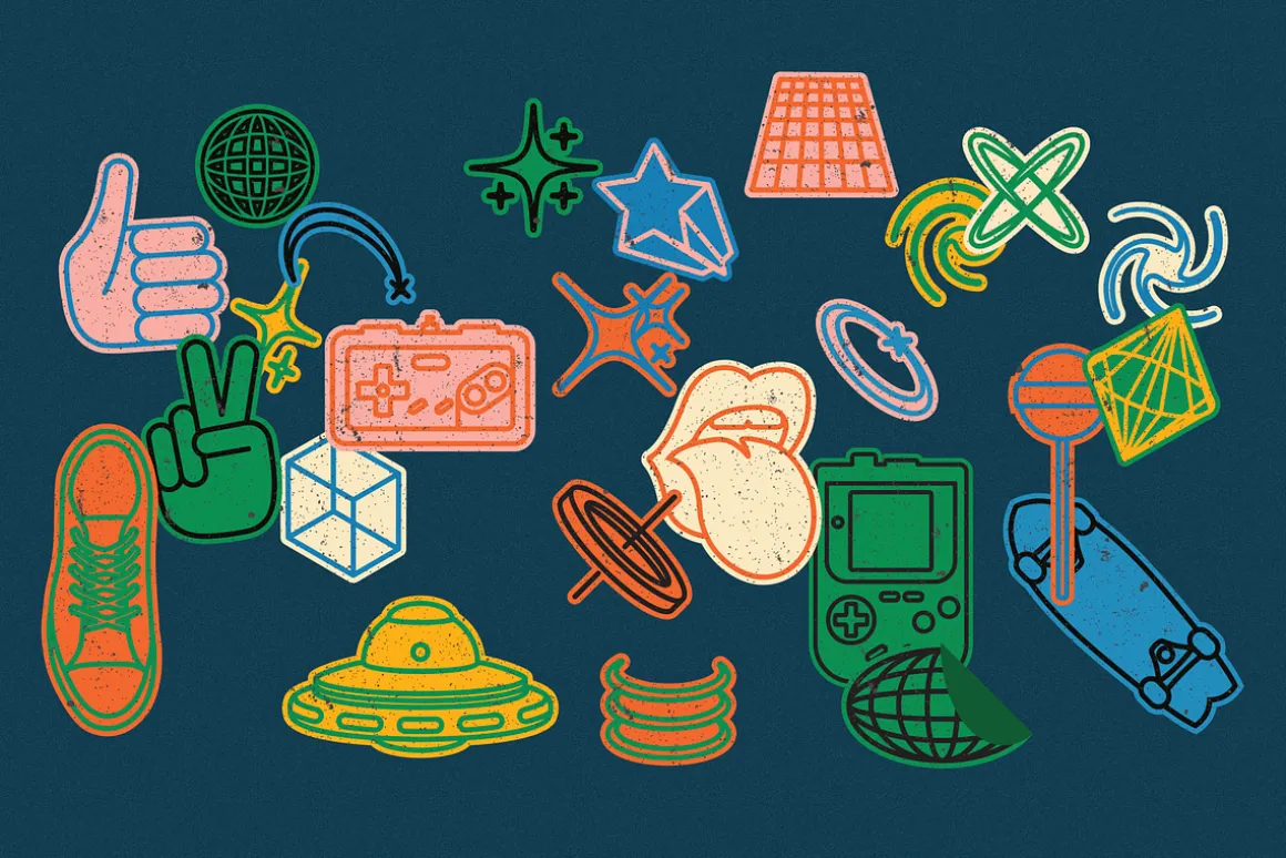 25 Y2K Stickers Retro Pack
