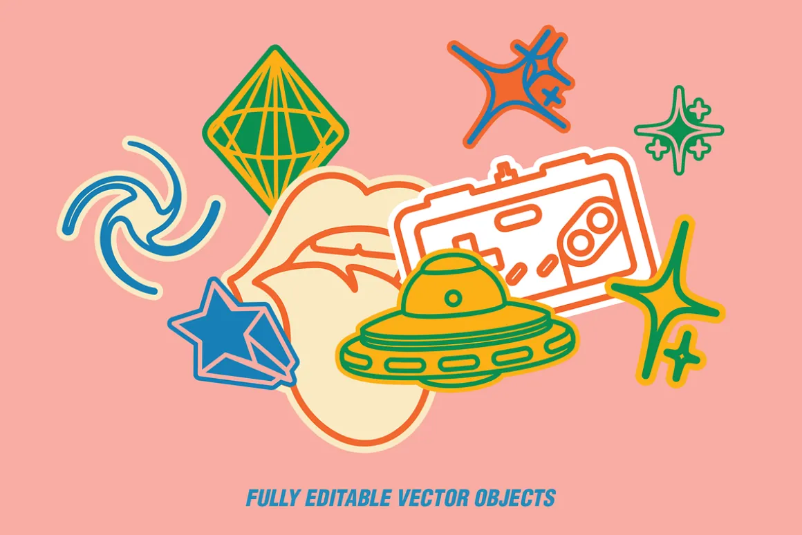 25 Y2K Stickers Retro Pack