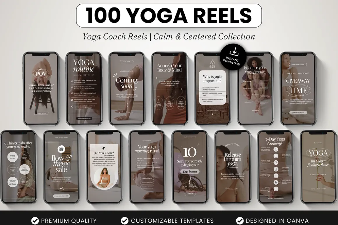 100 Yoga Instagram Reels Templates
