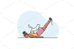 Yoga practice & cat illustration set