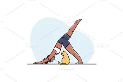 Yoga practice & cat illustration set