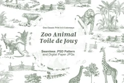 Zoo Animal Seamless Pattern Set
