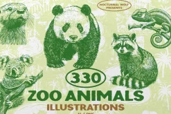 330 ZOO Animals vector illustrations