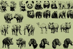 330 ZOO Animals vector illustrations
